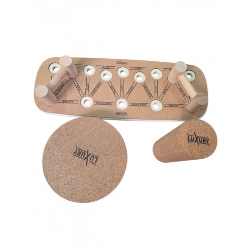 Luxury Wooden Push-Up & Balance System 3-in-1 – Multi-Functional Push-Up Board & Balance Trainer with Cork Surface